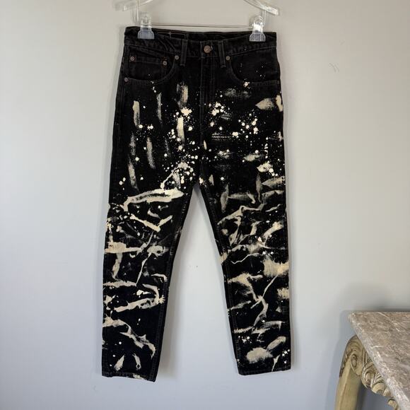VTG Levis 505 Jeans Black USA Made Custom Bleach Acid Wash Size 31 X 32 NEW - Picture 1 of 8